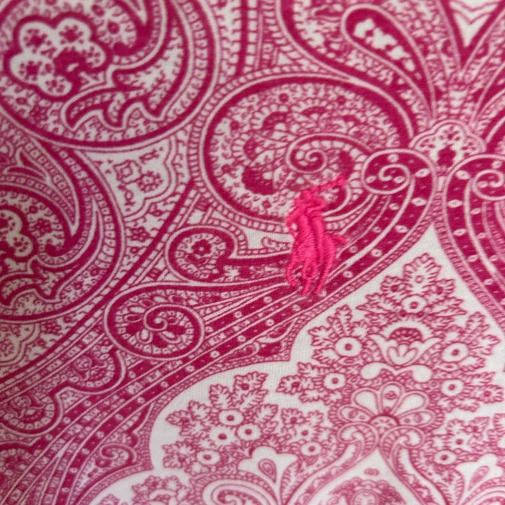 Ralph Lauren 12/14 drop waist dress in pink/white paisley print. Long sleeve